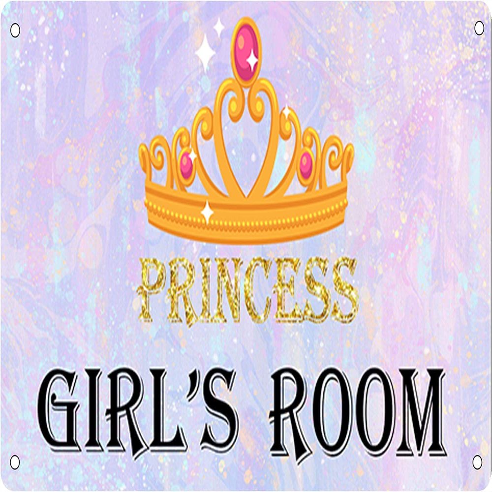 Personalized Princess Crown Girls Room Sign Pink Gold Star Bedroom Plaque Wood Metal Sign Gem Fairy Tale Door Sign Nursery Hanging Wall Decor