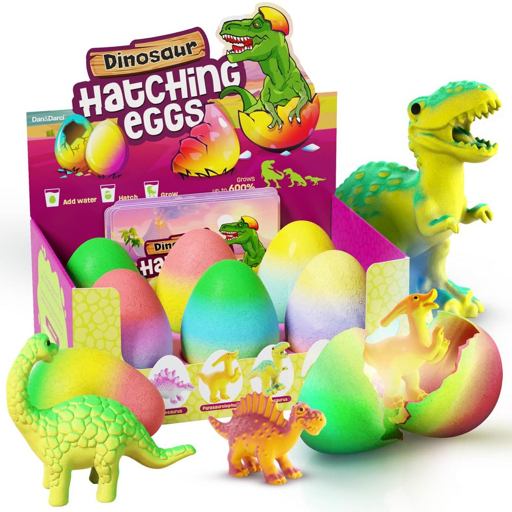 Dan&Darci Dinosaur Hatching Surprise Eggs for Kids - 6 Pack - Grows 600% - Dino Egg Easter Toys for Boys & Girls Age 3-8 - Gift Ideas, Party Favors, Basket Stuffers - Gifts for Girls Ages 3 4 5 6 7 8