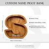 Personalized Name Wood Piggy Bank Gift Coin Bank, Laser Engraved Name 26 English Letters DIY DecorPractical Gifts for Birthday, Christmas (S.) view 2