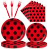 96Pcs Ladybug Plates and Napkins Party Supplies, LadybugThemed Tableware Set, Cute Disposable Dinnerware for Birthday Dessert Tea Party Decoration, 24 Guests view 1