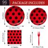 96Pcs Ladybug Plates and Napkins Party Supplies, LadybugThemed Tableware Set, Cute Disposable Dinnerware for Birthday Dessert Tea Party Decoration, 24 Guests view 3