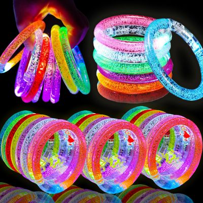 ailixinda 24 Pack Glow In The Dark LED Bracelets,Light Up Bracelets Glow Sticks,Birthday Carnival Neon Party Supplies for Kids Adults,Light up Toys Halloween Party Favors,8 Colors