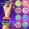 ailixinda 24 Pack Glow In The Dark LED Bracelets,Light Up Bracelets Glow Sticks,Birthday Carnival Neon Party Supplies for Kids Adults,Light up Toys Halloween Party Favors,8 Colors view 4