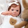 17" Realistic and Cute Reborn Baby Girl Opened Her Eyes with Bright Eyes Brown Hair Named Anne, Lifelike Baby Dolls That Look Real for 3+ Year Old view 2