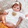17" Realistic and Cute Reborn Baby Girl Opened Her Eyes with Bright Eyes Brown Hair Named Anne, Lifelike Baby Dolls That Look Real for 3+ Year Old view 3