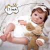 17" Realistic and Cute Reborn Baby Girl Opened Her Eyes with Bright Eyes Brown Hair Named Anne, Lifelike Baby Dolls That Look Real for 3+ Year Old view 4