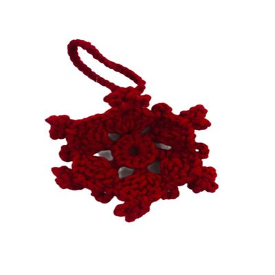 Christmas Hanging Xmas Tree Snowman Laurel Wreath Crochet Doll Handmade Amigurumi Plush Toy VAC (Snow Flower - Red)