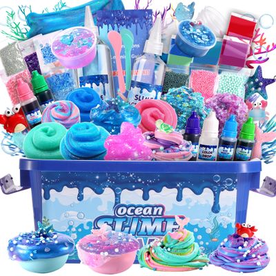 Large Ocean Slime Kit for Boy and Girls,Non Sticky,Super Soft Sludge Toy,Birthday Gifts for Kids 4-12,Soft Shiny Metal Clay Toy Girls & Boys