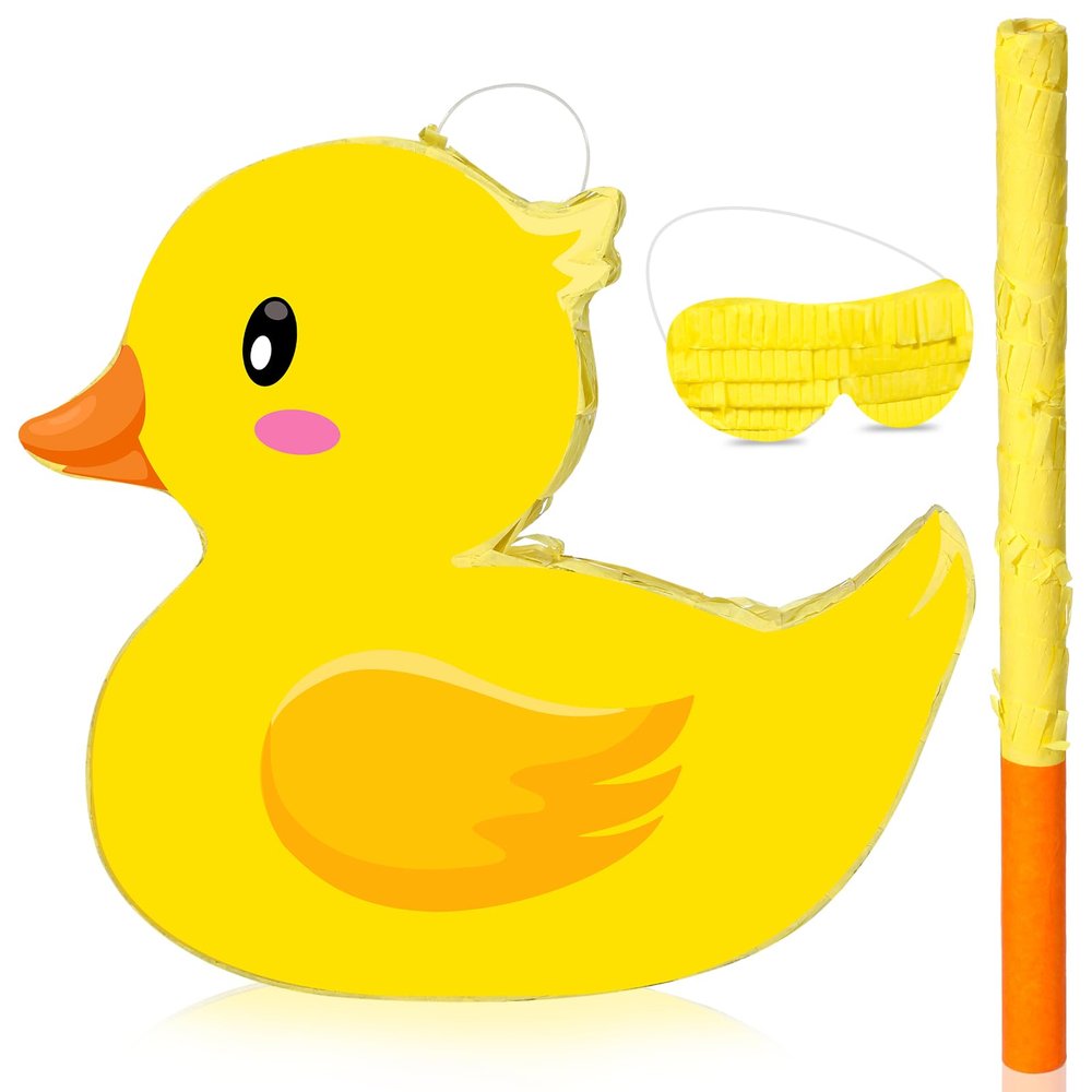 Aoriher Duck Piata Birthday Party Supplies Piata with Yellow Blindfold for Party Favor Birthday Decorations