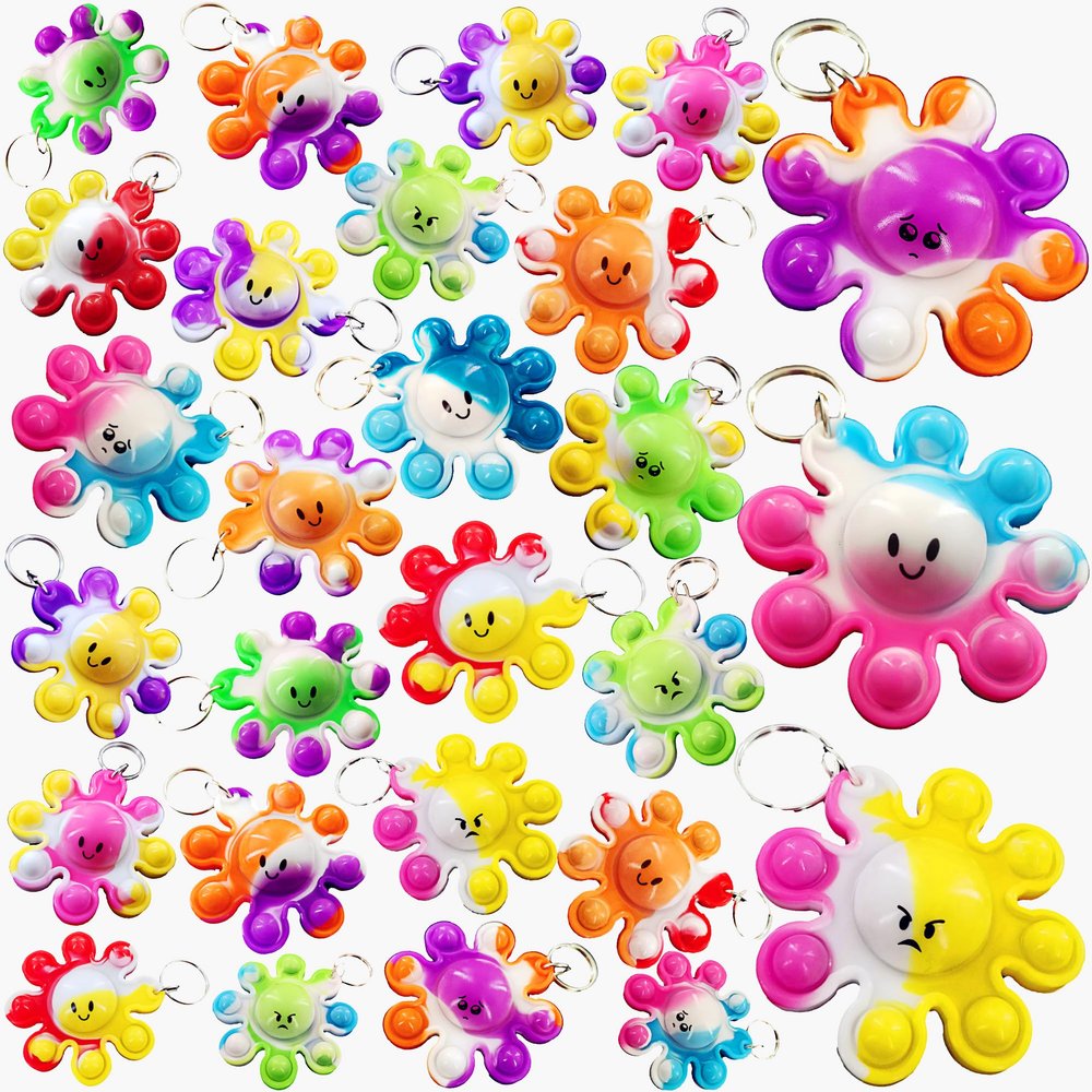 100 Packs Bulk Octopus Mini Pop Keychain for Teens and Kids,Sea Animal Party,Birthday Party Favors Supplies Classroom Summer Student Prizes Gifts