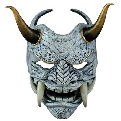 LOCHE Samurai Oni Mask, Japanese Halloween Mask Samurai Hannya Mask, Cosplay Warrior Costume Prop for Halloween Party