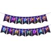 CC HOME Glow Happy Birthday Banner, Glow Party Decoration, Glow in The Dark Letters Theme Party Supplies Boys Girls Kids Home Classroom Baby Showers Birthday Party Decorations Club Bar Hanging Flags view 1
