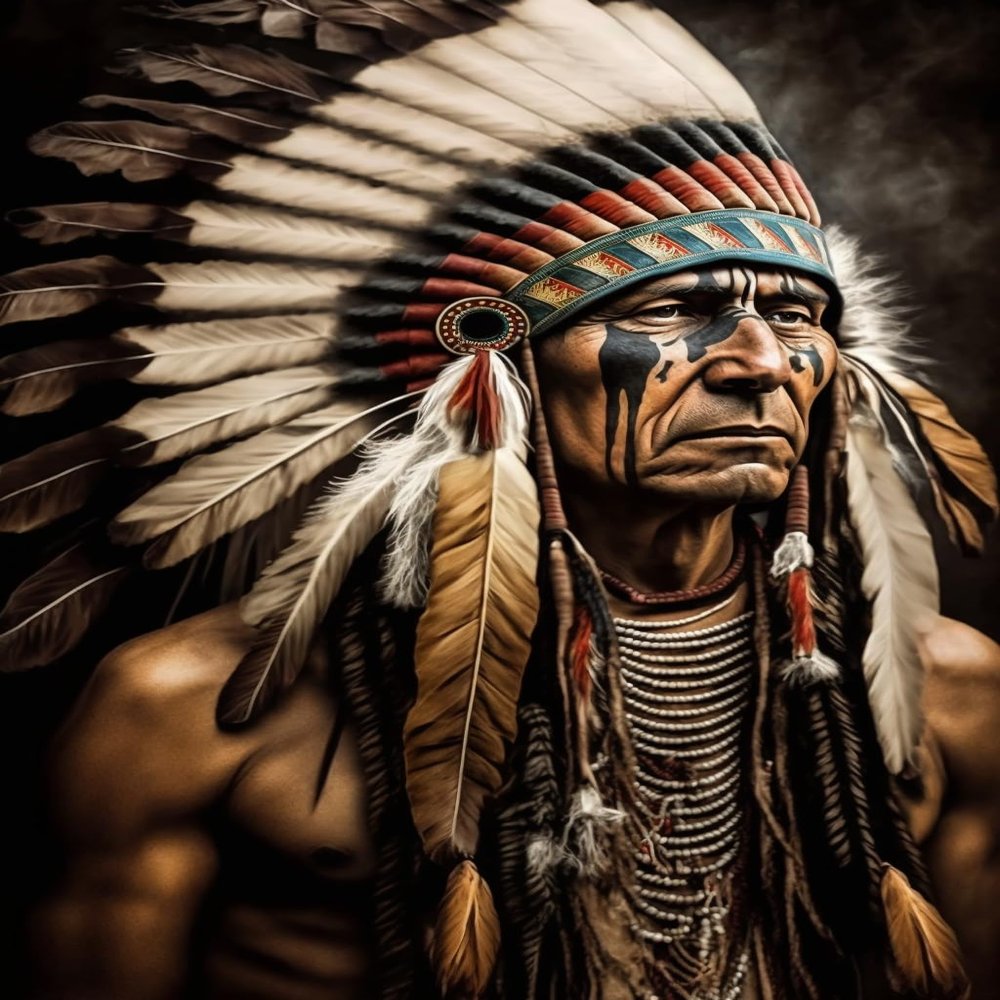 1000 Piece Adult Woodiness Puzzle, American Indians Men, Puzzle Game Educational Gift, Room Decor