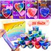 28 Pack Valentine's Day Cards for Kid with Galaxy Slimes, Heart Valentine Slime Stress Relief for Kids Boys Girls Classroom School Exchange Birthday Gifts Game Prizes view 1