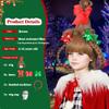 ColorGround Children's Brown Braided Costume Wig with Red and Green Polka Dot Bows and Red Bead Necklace for Christmas Celebration Party view 3