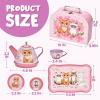 Lajeje Cat Tea Party Set for Little Girls - 19pcs Pretend Play Toy, Birthday Gift for Toddlers Ages 3 4 5 6 Year Old, Includes Kitten Tin Tea Set, and Carrying Case - Ideal Stocking Stuffers for Kids view 3