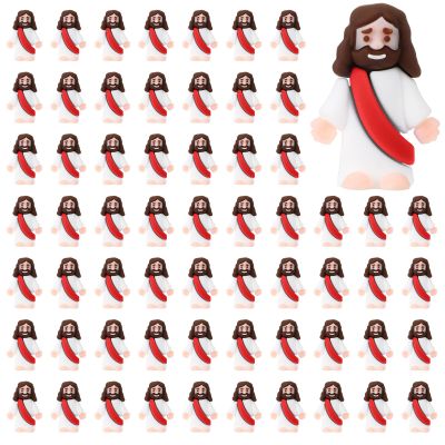 Bememo 100 Pcs Jesus Toys Original Design Mini Rubber Little Jesus Figurine to Hide and Seek Religious Party Favors Sunday School Craft Baptism Gifts for Easter Egg Stuffers(Red)