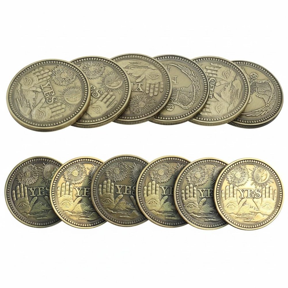 12Pack Yes No Challenge Coin Bulk Decision Maker Divination Collector's Medallion Souvenir Divination Flip Coin Lucky Metal Coins Party Game Supplies