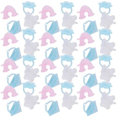 Fun Express Flower, Rainbow, Diamond, Butterfly Glitter Rings Bulk 48 Pc