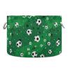 Abstract Football Soccer Green Toys Storage Bin with Cotton Rope Large Capacity Clothes Storage Baskets Laundry Hamper Holiday Ornament Box Organizer for Bedroom Bathroom Nursery view 1