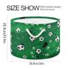 Abstract Football Soccer Green Toys Storage Bin with Cotton Rope Large Capacity Clothes Storage Baskets Laundry Hamper Holiday Ornament Box Organizer for Bedroom Bathroom Nursery view 2