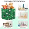 Abstract Football Soccer Green Toys Storage Bin with Cotton Rope Large Capacity Clothes Storage Baskets Laundry Hamper Holiday Ornament Box Organizer for Bedroom Bathroom Nursery view 4