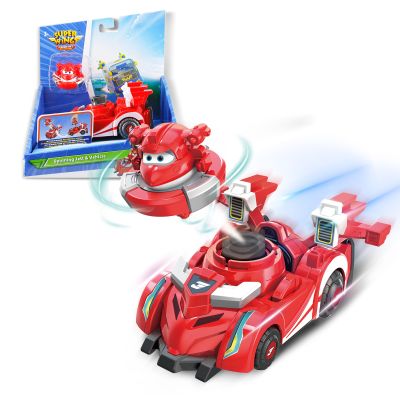 Super Wings Jett Spinning Battling Tops & Cars Toys, Red Car Toys for Toddlers 1-3, Little People Race Toy Cars for 5 Year Old Boys, Best Gifts for Kids Boys Girls
