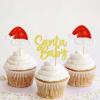 24Pcs Glitter Golden Santa Baby Cupcake Topper Christmas Hat Cupcake Decors view 2