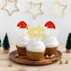 24Pcs Glitter Golden Santa Baby Cupcake Topper Christmas Hat Cupcake Decors view 3