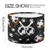 Abstract Football Soccer Pattern Toys Storage Bin with Cotton Rope Large Capacity Clothes Storage Baskets Laundry Hamper Holiday Ornament Box Organizer for Bedroom Bathroom Nursery view 2