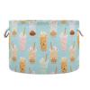 AMmao Sweet Bubble Milk Tea Pattern Toys Storage Bin with Cotton Rope Large Capacity Clothes Storage Baskets Laundry Hamper Holiday Ornament Box Organizer for Bedroom Bathroom Nursery view 1