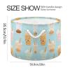 AMmao Sweet Bubble Milk Tea Pattern Toys Storage Bin with Cotton Rope Large Capacity Clothes Storage Baskets Laundry Hamper Holiday Ornament Box Organizer for Bedroom Bathroom Nursery view 2