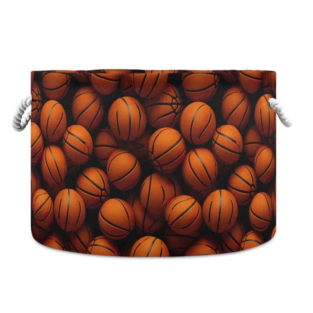 AMmao Funny Basketball Toys Storage Bin with Cotton Rope Large Capacity Clothes Storage Baskets Laundry Hamper Holiday Ornament Box Organizer for Bedroom Bathroom Nursery