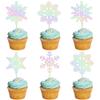 Gyufise 36Pcs Snowflake Cupcake Toppers Glitter Winter Frozen Cupcake Picks Snowflake Cake Decorations for Winter Wonderland Baby Shower Birthday Christmas Party Supplies Laser Silver view 2