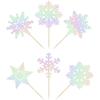 Gyufise 36Pcs Snowflake Cupcake Toppers Glitter Winter Frozen Cupcake Picks Snowflake Cake Decorations for Winter Wonderland Baby Shower Birthday Christmas Party Supplies Laser Silver view 4
