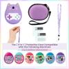 Meetikar Carrying Case and Silicone Cover Compatible with Tamagotchi Pix Virtual Pet Game Machine, (5-in-1) Silicone Cover for Tamagotchi Pix, with Finger Lanyard and Screen Protector (Purple) view 2