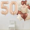 Fezava 20 Pcs 40 inch Number 50th Balloons, Cream, Caramel, Beige, Brown, Gold Foil Helium Star Heart Number Balloons for Kids, Unisex, Anniversary, Birthday Party Decoration view 4