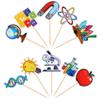 30 PCS Double Sided Science Cupcake Toppers - Astronomy, Biology, Chemistry, Physics Cake Decorations for Kids Birthday Party Supplies view 3