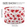 AMmao Red Maple Leaf Pattern Toys Storage Bin with Cotton Rope Large Capacity Clothes Storage Baskets Laundry Hamper Holiday Ornament Box Organizer for Bedroom Bathroom Nursery view 2