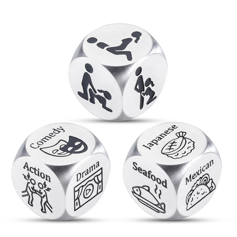 3Pcs Valentines Gift for Women Men Adults, Valentines Gifts for Him Her, Funny Date Night Decision Dice for Couples, Valentine Anniversary Wedding Birthday Gag Gifts for Him Her Couples