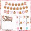 K KUMEED Christmas & Birthday Decorations - Pink Gingerbread Man Merry Birthday Theme Banner, Candy House Cake Topper & Latex Balloons for Boys & Girls Parties view 3