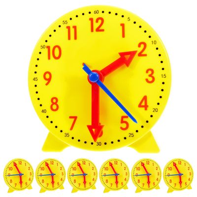 Henoyso 6 Pcs Teaching Clock for Kids 4'' Clocks Classroom Set, Yellow