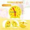Henoyso 6 Pcs Teaching Clock for Kids 4'' Clocks Classroom Set, Yellow view 2