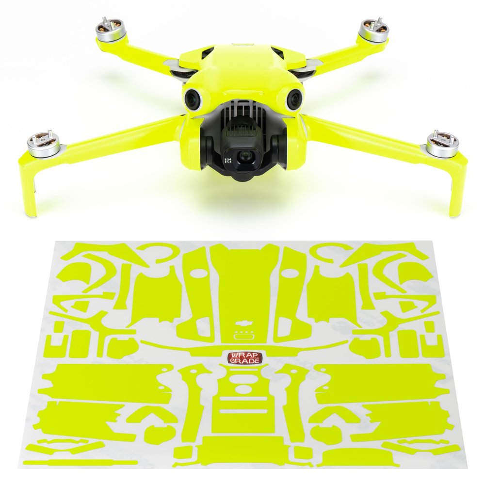 WRAPGRADE Skin Stickers Compatible with DJI Mini 4 Pro | Full Wrap (Neon Yellow)