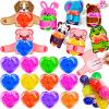 28 Pack Valentines Day Gifts for Kids with Colorful Heart Stress Balls Valentines Day Cards for Kids School Stress Relief Squeeze Toys for Teens Boys Girls Valentine Classroom Exchange Party Favors view 1