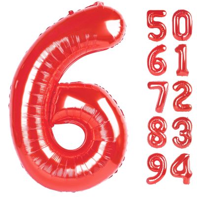 Red 6 Balloon, Number Balloon 40 Inch for Red Party Supplies 6th Balloons for Birthday, 6 Birthday Balloon, Number 6 Balloon