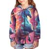 Animepark Cute Girls 8-10Y Hoodies Zipper Galaxy Unicorn Graphic Long Sleeve School Clothes Pocket Sweatshirts Loose Outfits Winter Party view 3