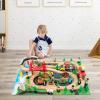 HONEY JOY Train Table, Wooden Kids Activity Table w/ 80 Multicolor Pieces, Tracks, Trains, Cars, Toddler Toy Train Table Set w/Reversible Tabletop, Gift for Boys Girls Ages 18 Months+ (Blue) view 2