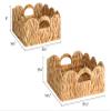 StorageWorks Scalloped Wicker Basket, Hand-woven Rattan Baskets with Built-in Handles, Water Hyacinth Basket for Organizing and Decor, 2 Pack view 2