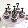 30 PCS 7th Birthday Cupcake Toppers Glitter Number 7 Cupcake Picks Age Seven Cheers to 7 Years Old Cake Decorations for Baby Shower Kids Happy 7th Birthday Anniversary Party Supplies Black view 4